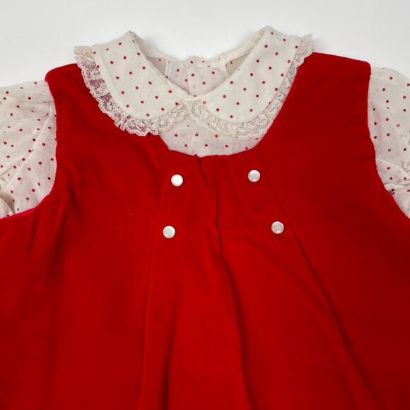 VTG 3 piece Toddler Christmas Set w/ Polka dot blouse, velvet bloomers & vest - Picture 4 of 12